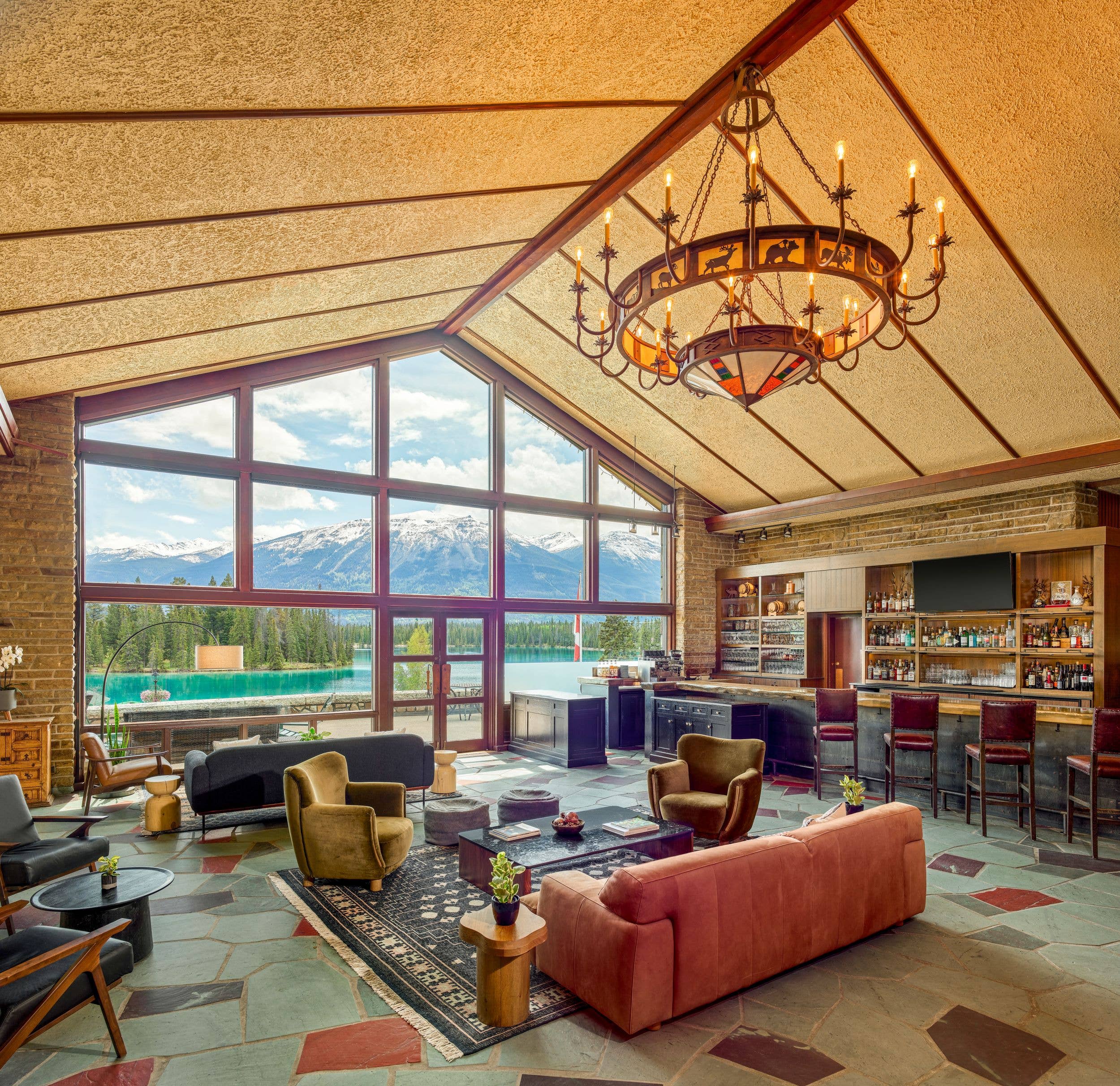 The newly refurbished Fairmont Jasper Park Lodge's main lounge and bar