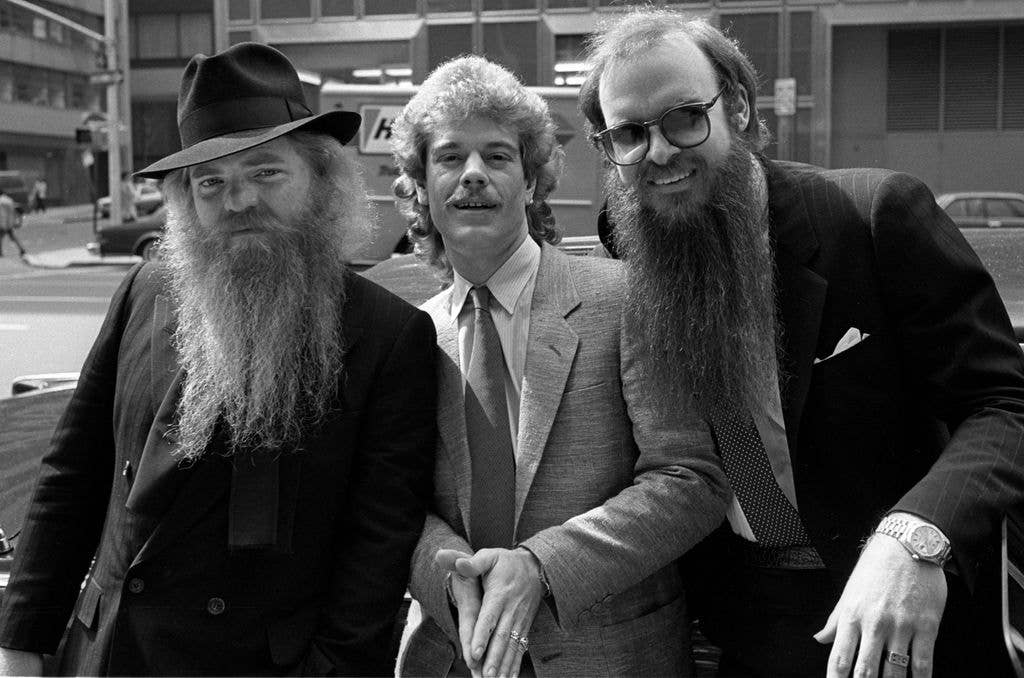  Dusty Hill, Frank Beard, Billy Gibbons - posed, group shot in 1970s