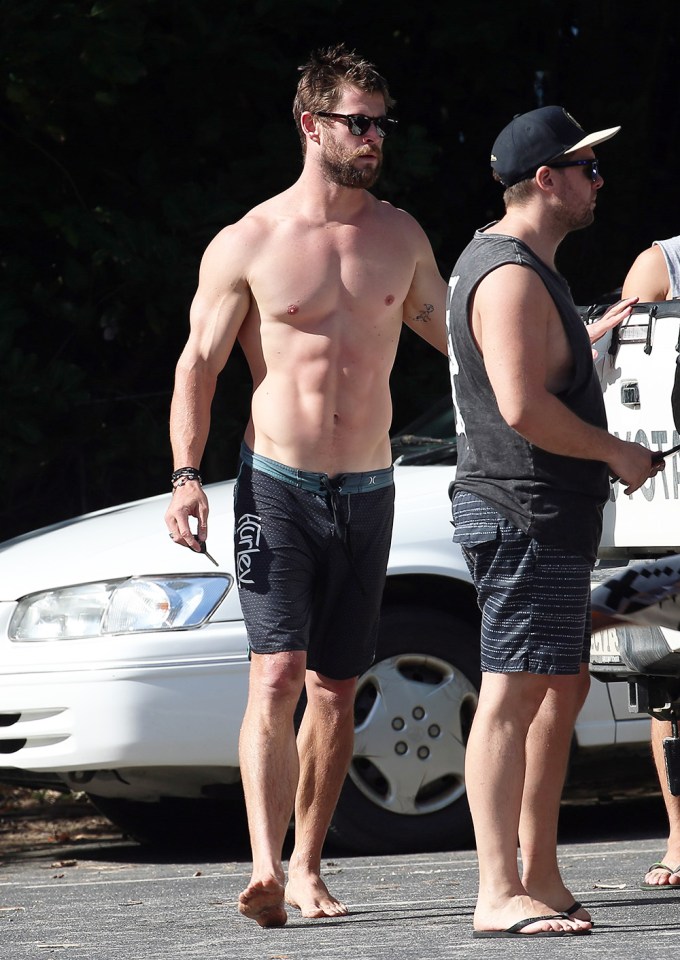 Chris Hemsworth spending a day out.