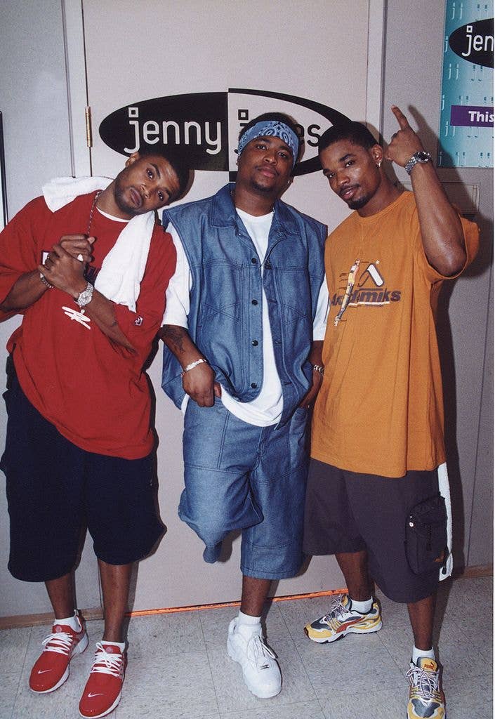 Singers Robert Lavelle âR.L.â Huggar, Terry âT-Lowâ Brown and Raphael âTweetyâ Brown of Next poses for photos prior to rehearsals for their performance on 'The Jenny Jones Show' in Chicago, Illinois in August 2000.  