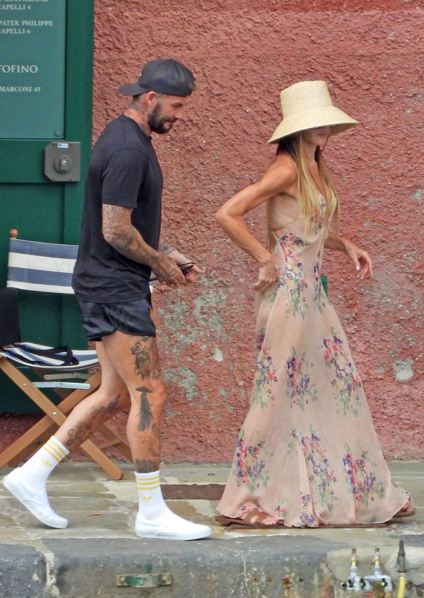 David Beckham in Portofino with his wife Victoria Beckham