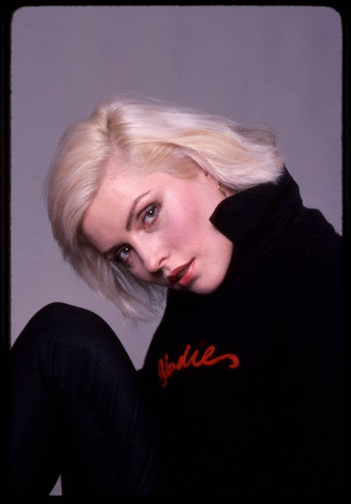 Portrait of American singer Debbie Harry, of the band Blondie,