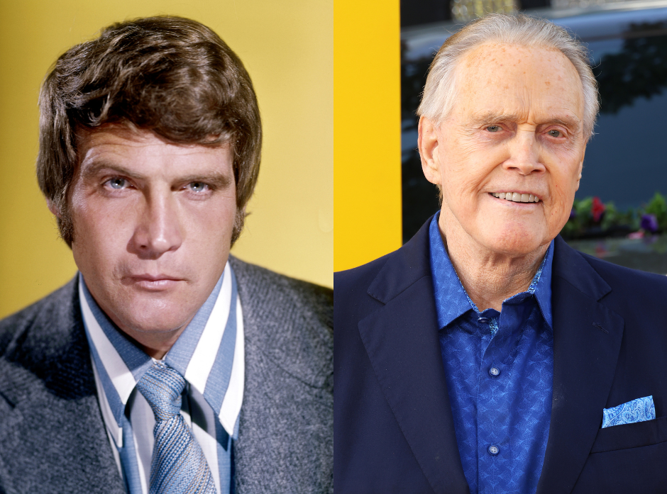 Split image of Lee Majors. Seen in 1973 and 2024.
