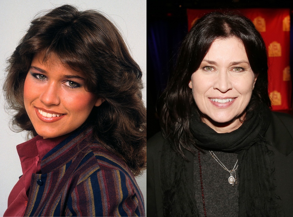 Split image of Nancy McKeon. On the left, in 1980. On the right, in 2024.