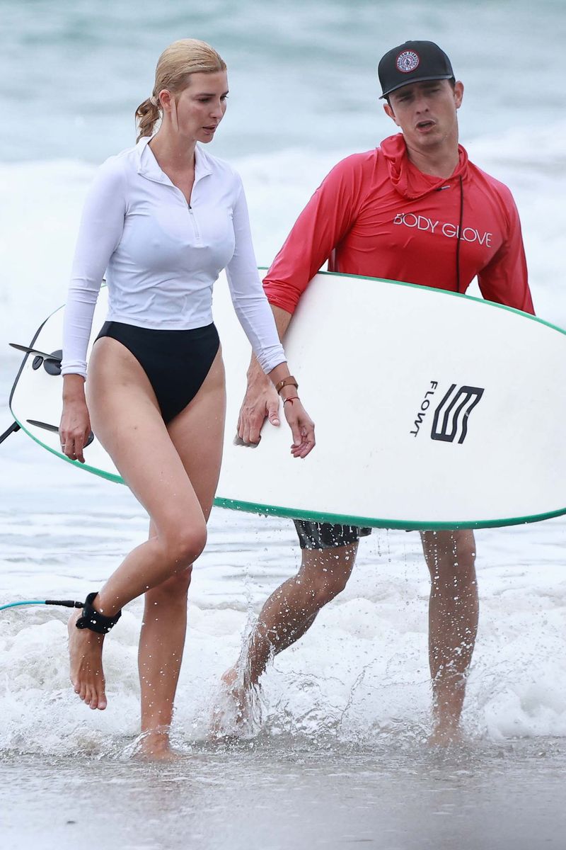 Ivanka was all smiles after hitting the waves, continuing a hobby she has been practicing during her visits to Costa Rica.