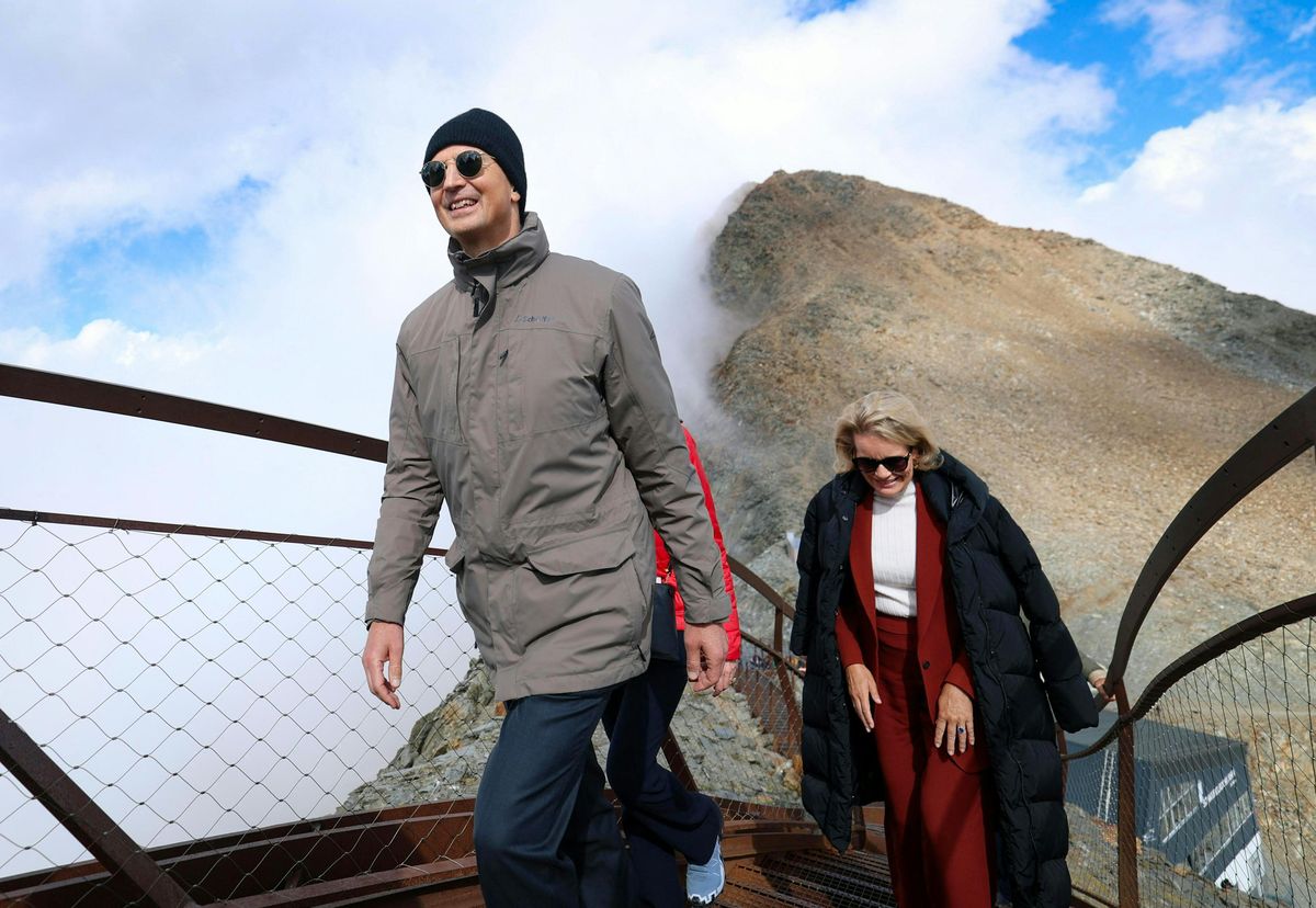 European leaders took in the dramatic landscape of the Stubai Glacier as climate experts discussed the effects of global warming on the Alpine region.