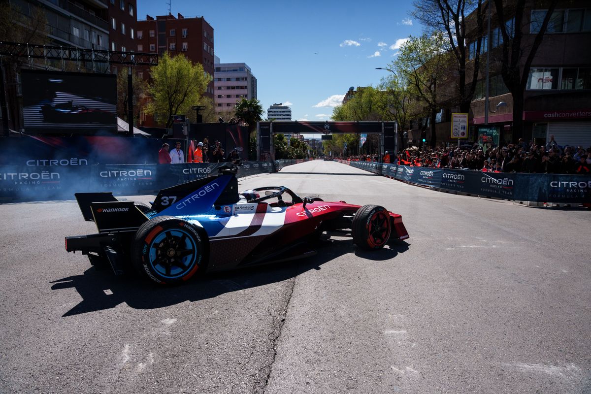 Tatiana Calderon competing at the Formula E exhibition on Doctor Esquerdo Street, 15 March 2026, in Madrid, Spain