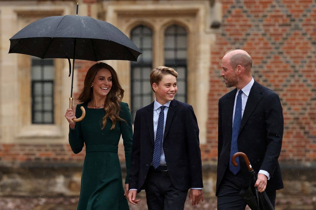 Prince William and Kate walk with their 13-year-old son, Prince George of Wales, as he arrives for his first day at Eton College