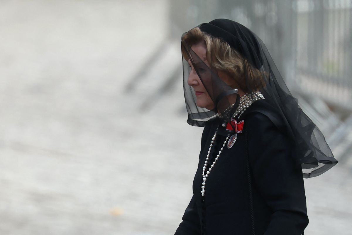 Queen Sonja of Norway arrives for the funeral ceremony of late King Harald V of Norway in front the Cathedral in Oslo on September 9, 2026. 
