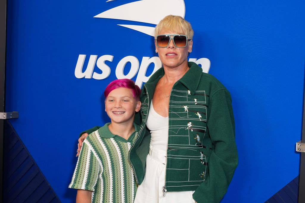 Jameson Moon Hart and Pink attend the US Open Men's Singles Championship Match at the USTA Billie Jean King National Tennis Center on September 13, 2026 in New York City