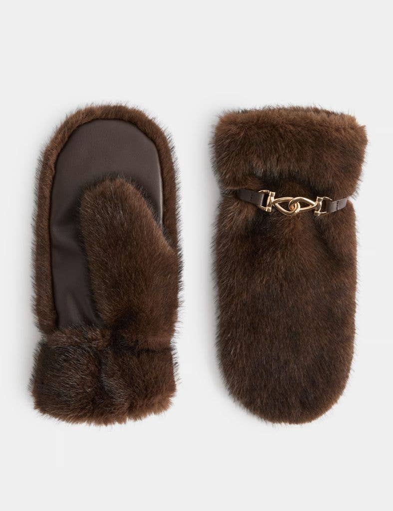 M&S Faux Fur Knot Detail Cuffed Mittens