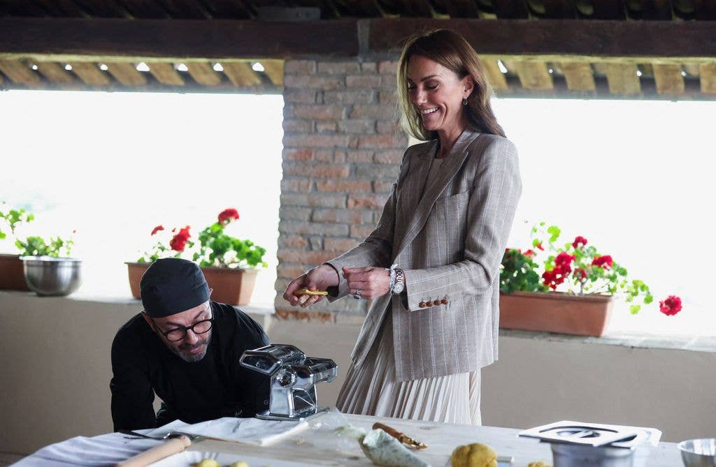 Kate Middleton breaks pasta making machine during visit to Reggio Emilia, Italy in May 2026