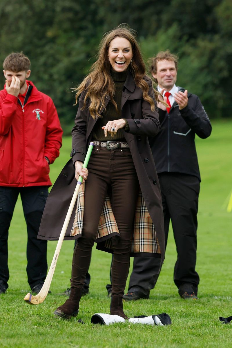 The Princess appeared in high spirits as she joined players at Bute Shinty Club, where she learned more about one of Scotland’s oldest traditional sports.