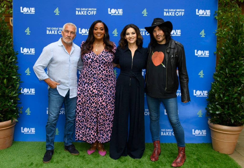 Paul Hollywood, Alison Hammond, Nigella Lawson, and Noel Fielding standing together 