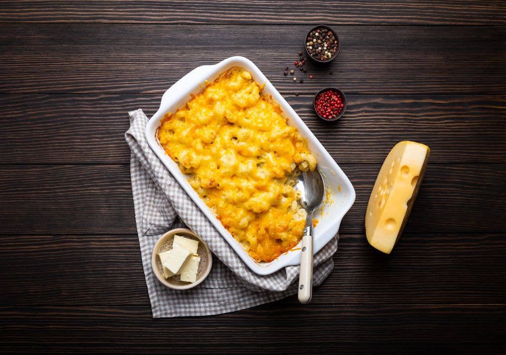 A bowl of macaroni and cheese
