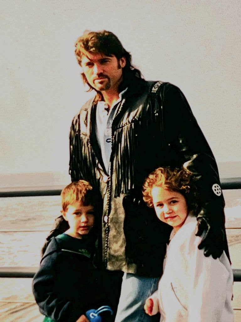 Billy Ray Cyrus shares a photo of himself with his kids Braison and Miley Cyrus as children, shared on Instagram
