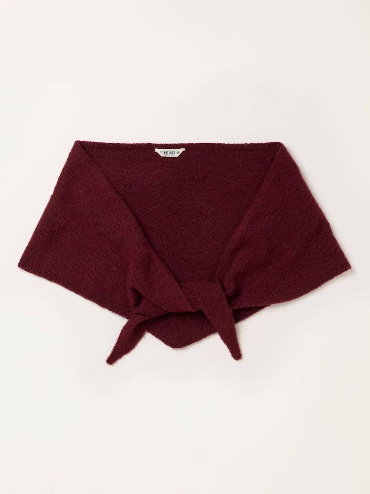 Burgundy Red Knitted Triangle Scarf