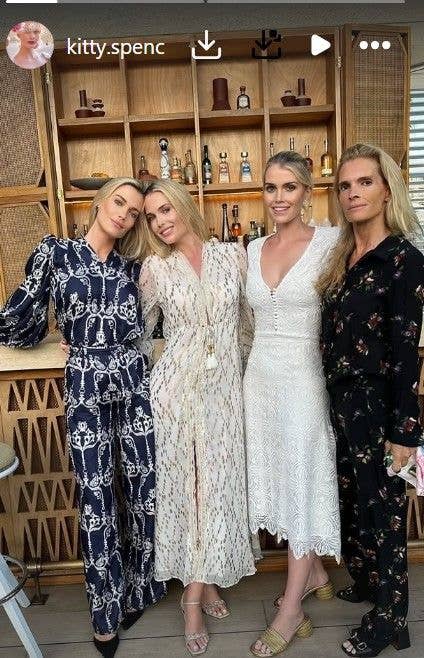 Lady Kitty Spencer and her twin sisters, Amelia and Eliza, alongside their mother, Victoria