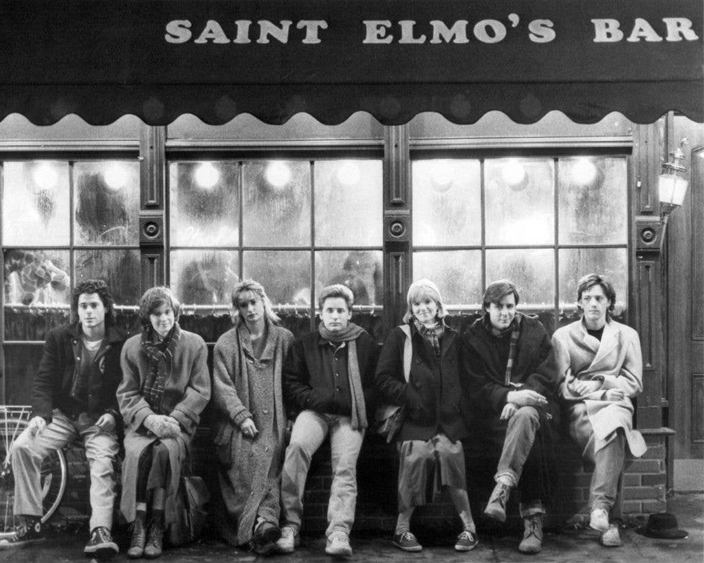 Left to right: Rob Lowe, Ally Sheedy, Demi Moore, Emilio Estevez, Mare Winningham, Judd Nelson and Andrew McCarthy