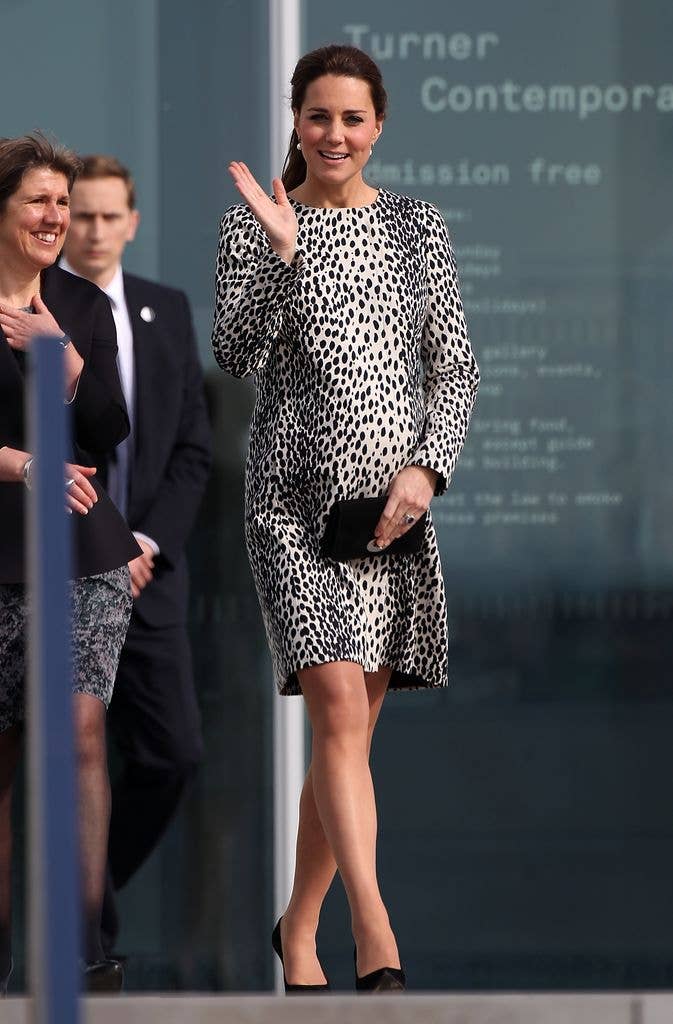 Princess Kate wearing a leopard dress
