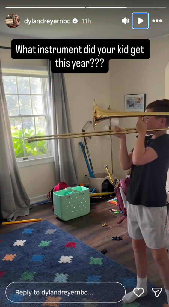 Calvin playing the trombone 