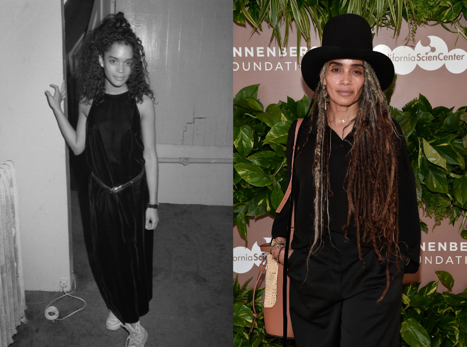 Split image of Lisa Bonet. On the left in black and white shown around 1985. On the right, in 2022 at the premiere of the 'Amazonia' exhibition at California Science Centre.