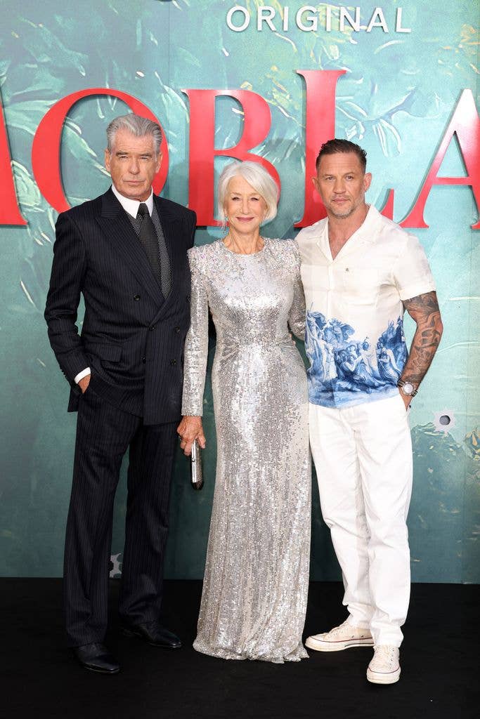 Dame Helen Mirren, Tom Hardy and Pierce Brosnan 