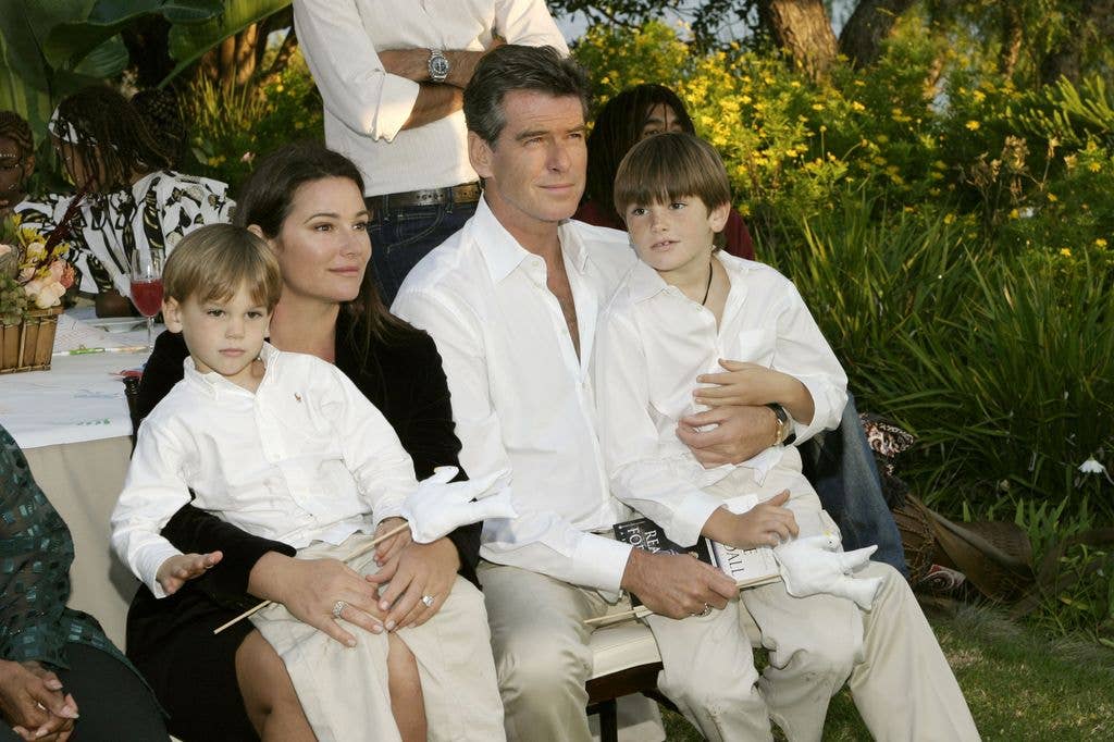 Pierce Brosnan, wife Keely and children Paris and Dylan in 2004