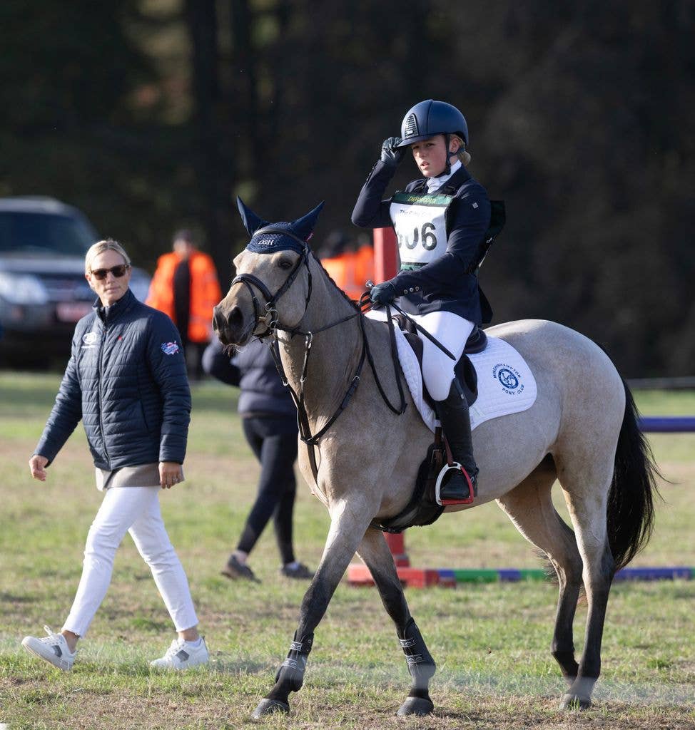 Mia Tindall follows in mum Zara's footsteps as she competes in the Heythrop Pony Club Blenheim Palace Show Jumping on her horse, Bunny Two Twirls at the Blenheim Palace International Horse Trials, Blenheim, Oxfordshire, UK, on the 20th September 2026.

Picture by James Whatling/Kelvin Bruce
