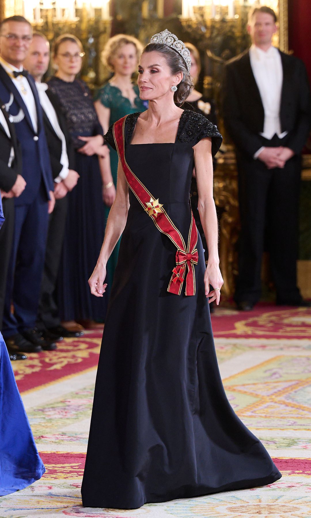 Queen Letizia of Spain attends a dinner gala at the Royal Palace on November 26, 2025