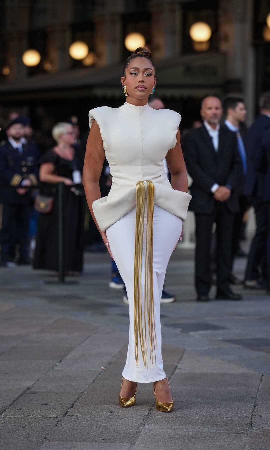 Jordyn Woods arrives at the Vogue World show during the Milan Fashion Week - Womenswear Spring/Summer 2027 on September 22, 2026 in Milan, Italy.