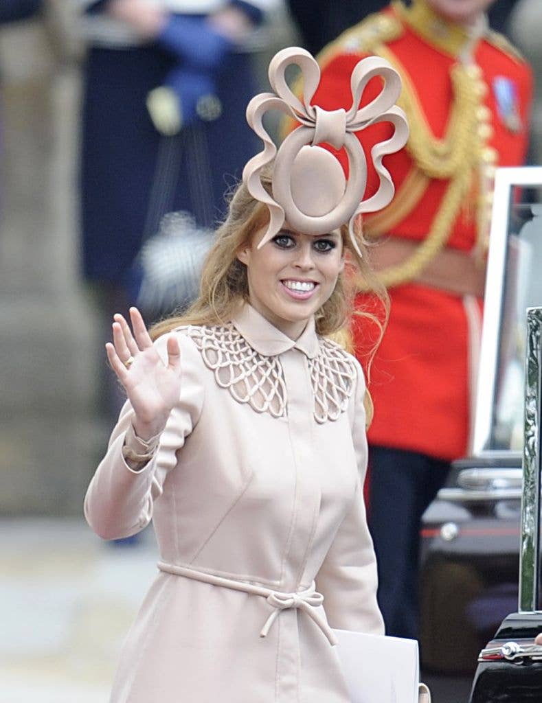 Princess Beatrice Leaving Westminster Abbey After The Wedding Of Prince William And Kate Middleton.