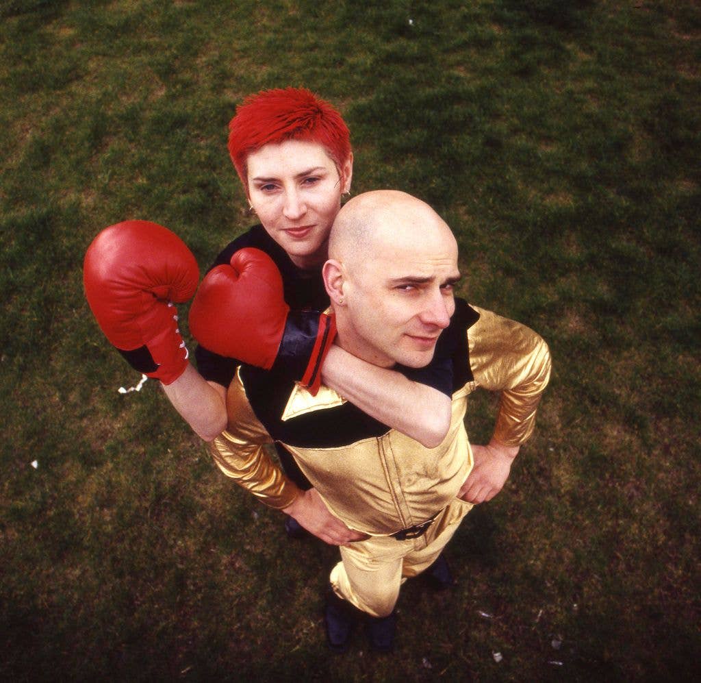 Portrait of Danbert Nobacon and June Abbott, of Chumbawamba in Belfast, Northern Ireland , United Kingdom, 1992.