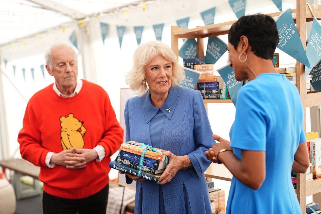 Queen Camilla speaks to author Reeta Chakrabarti, whose book, Finding Belle, has made the list for The Queen's Reading Room Book Club
