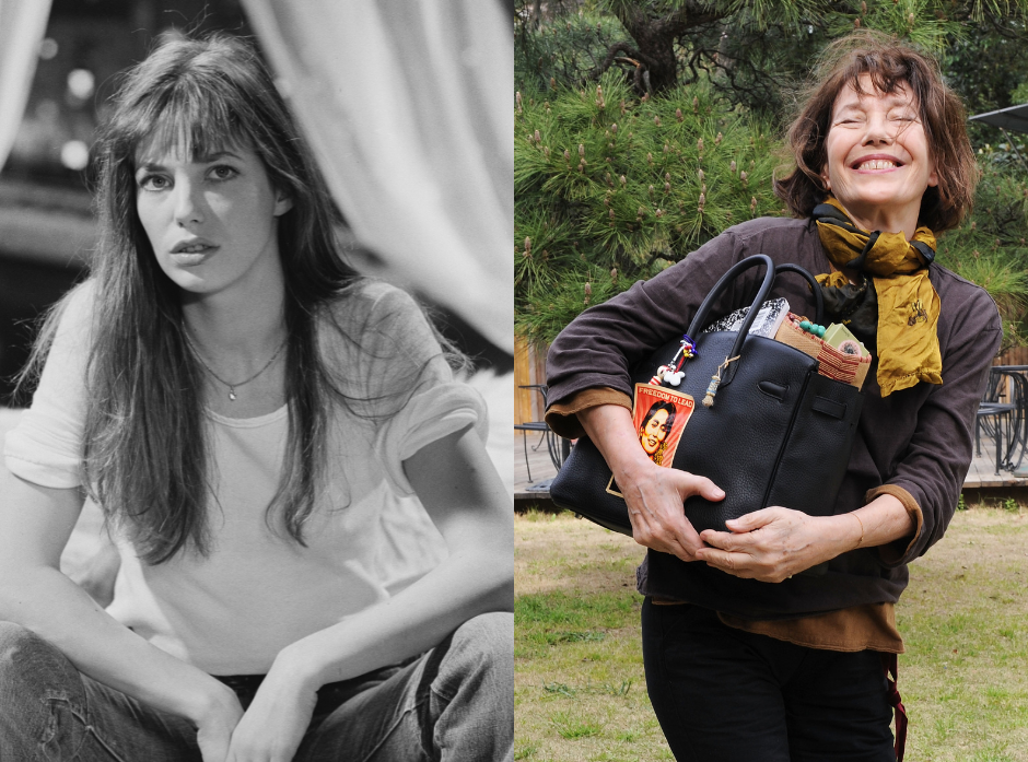 Split image of Jane Birkin. On the left, photographed in 1973. On the right, at the press conference for 'Jane Birkin sings Serge Gainsbourg' in 2013.