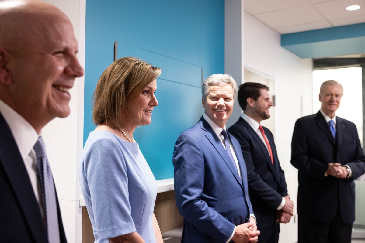 Stephens Greth Foundation board members from left, Richard Greth, wife and board chairman Lyndal Stephens Greth, Joe O'Brien, Kevin Keen and Children's Health in North Texas President and CEO Christopher Durovich