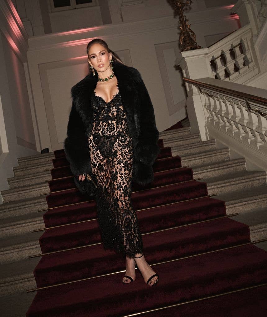 She donned a sheer lace look