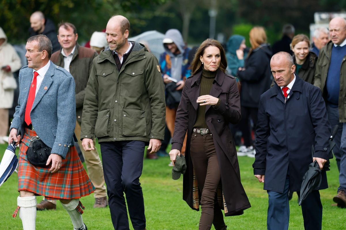 The Princess of Wales embraced fall dressing in a chocolate brown trench coat, coordinating trousers and suede boots for the outdoor engagement in Scotland.