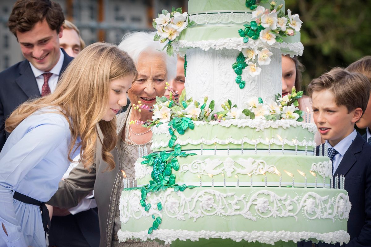 Prince Amedeo, Queen Paola, Crown Princess Elisabeth, Prince Nicolas of Belgium attend the 80th birthday celebrations of Belgian Queen Paola on June 29, 2017 in Waterloo, Belgium.