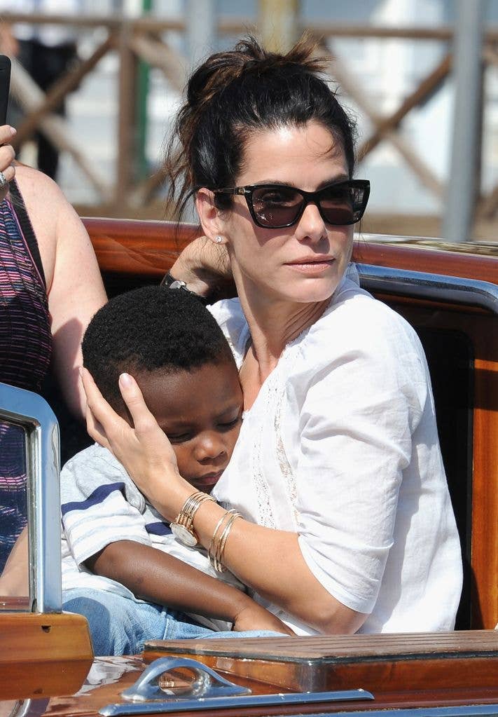 Sandra Bullock and son Louis Bardo Bullock are seen during the 70th Venice International Film Festival on August 27, 2013 in Venice, Italy