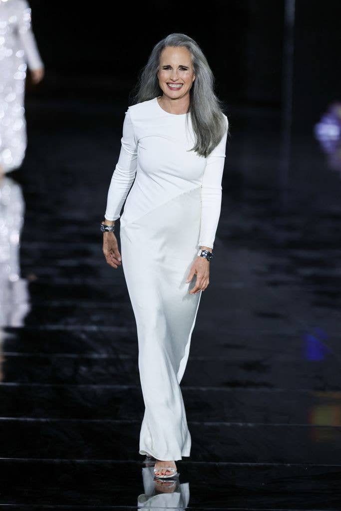 andie macdowell loreal white dress