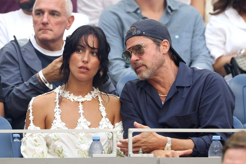 Brad Pitt and girlfriend Ines de Ramon attend the Men's Singles Final match between Alexander Zverev of Germany and Ben Shelton of the United States on Day Fifteen of the 2026 US Open at USTA Billie Jean King National Tennis Center on September 13, 2026 in the Flushing neighborhood of the Queens borough of New York City