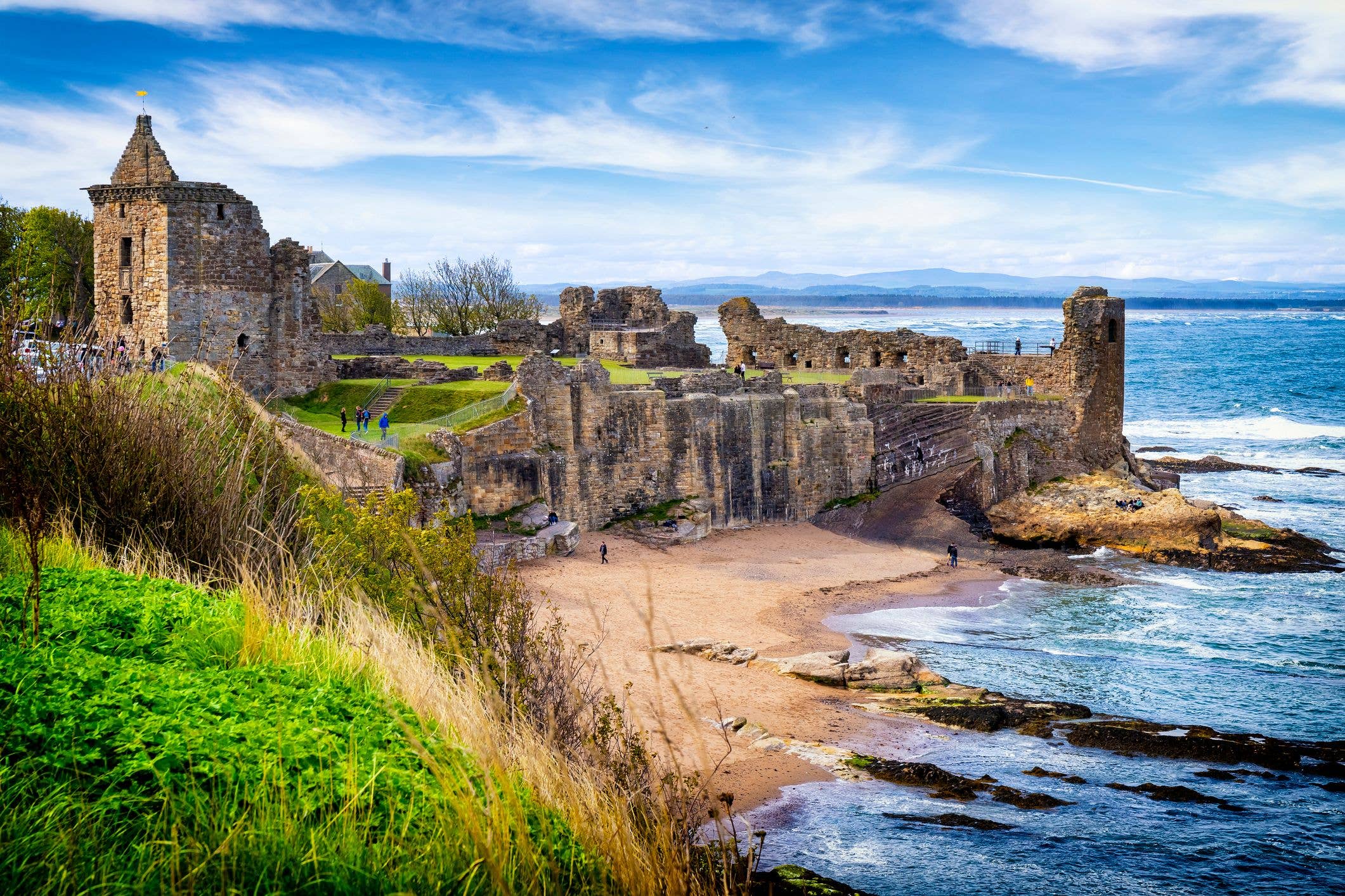 The ruin of the St Andrew's Castle sits on the shoreline