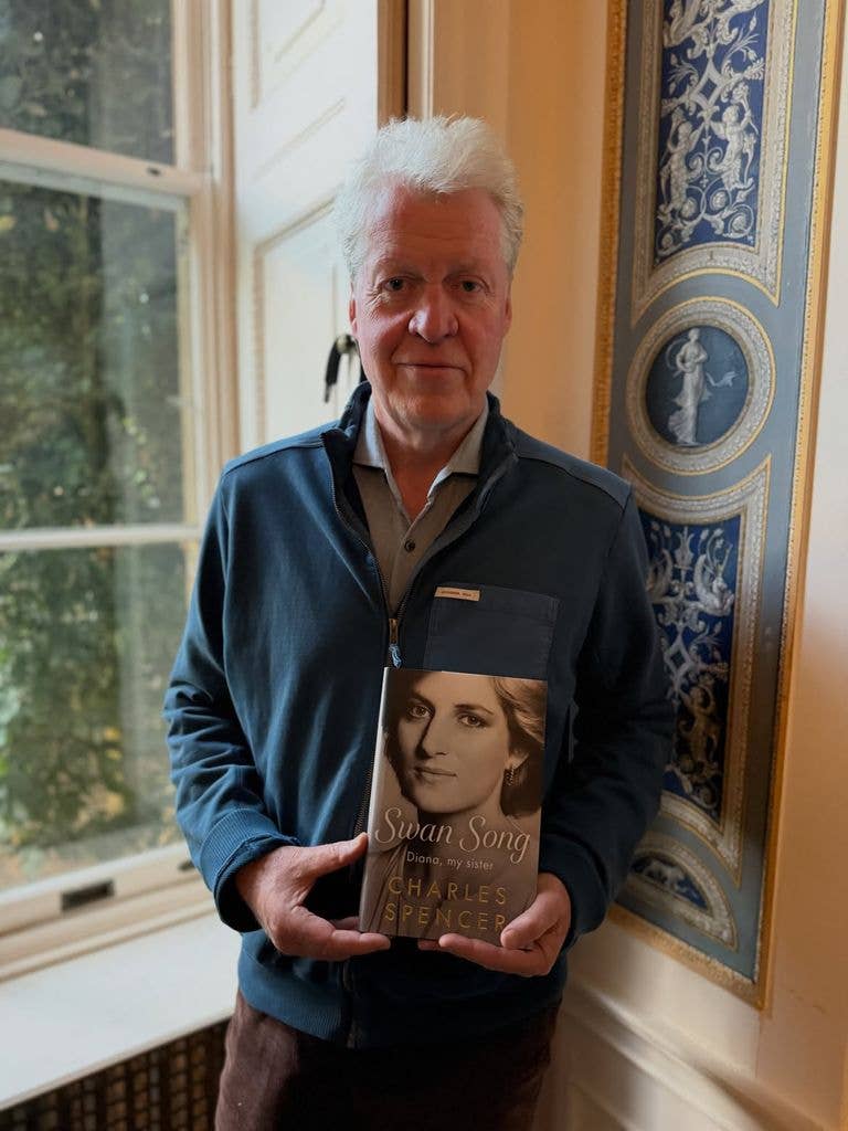 Earl Charles Spencer with his book Swan Song, about Princess Diana