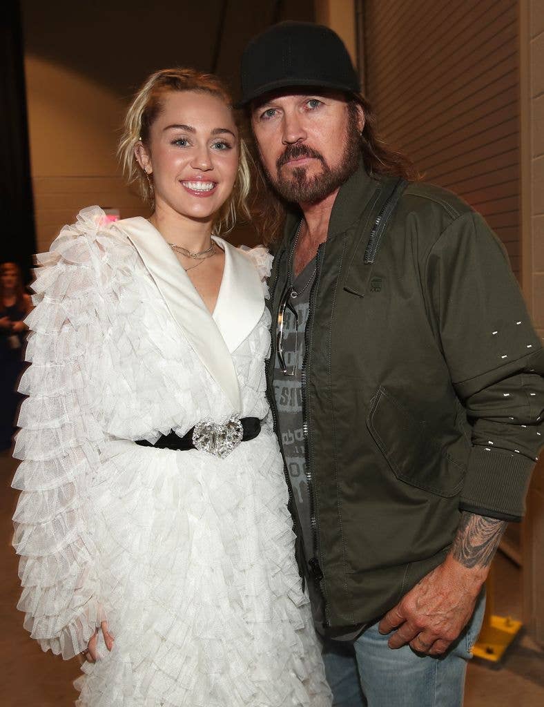 Singer Miley Cyrus and Billy Ray Cyrus attend the 2017 Billboard Music Awards at T-Mobile Arena on May 21, 2017 in Las Vegas, Nevada.