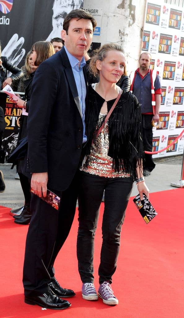 Andy Burnham MP and wife Marie-France van Heel attend the UK film premiere of The Stone Roses: Made Of Stone in 2013 