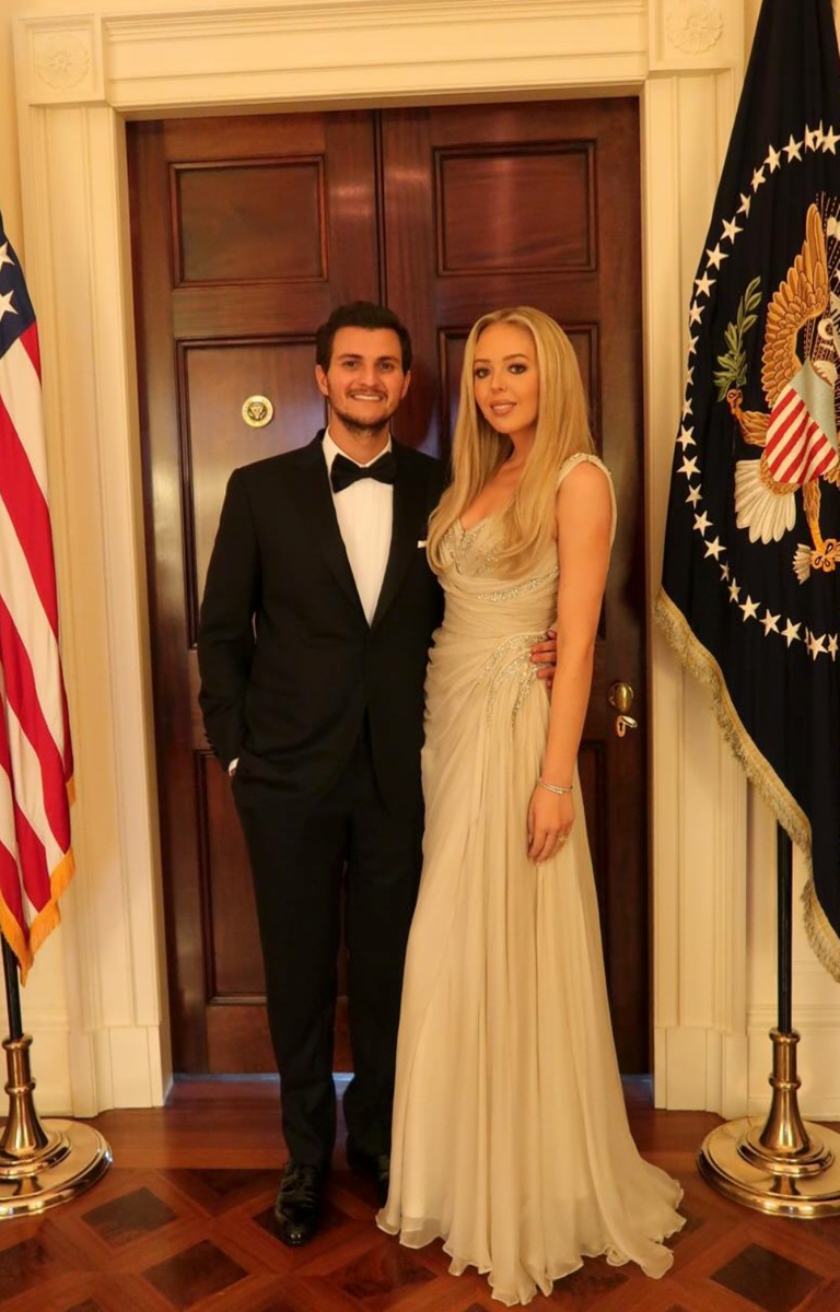 Tiffany attended the state dinner alongside her husband, Michael Boulos, who opted for a classic black tuxedo.
