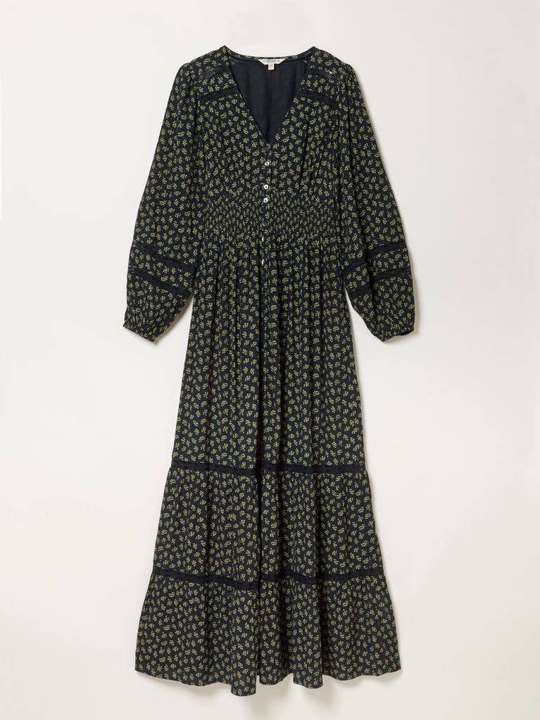 Eden Navy Ditsy Jacquard Maxi Dress