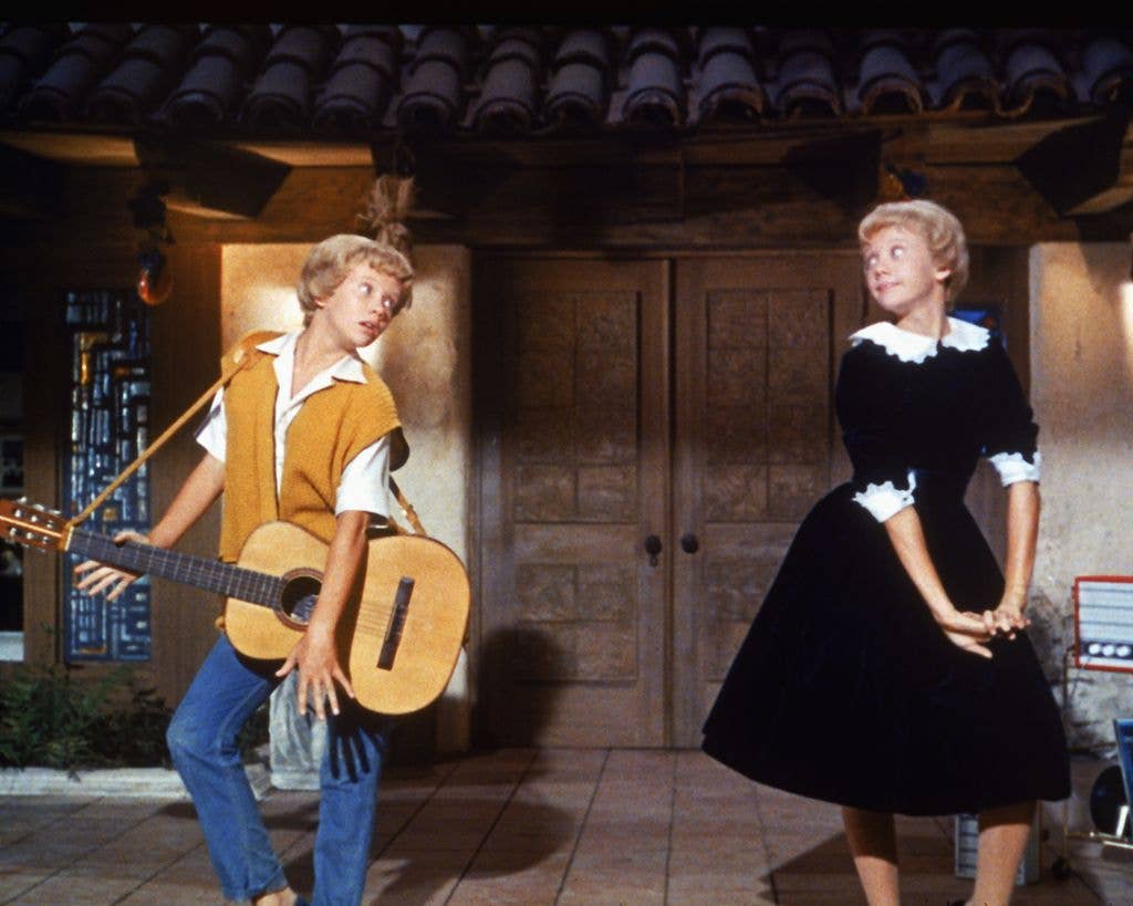 Hayley as identical twins Sharon McKendrick and Susan Evers in the Walt Disney comedy 'The Parent Trap', 1961