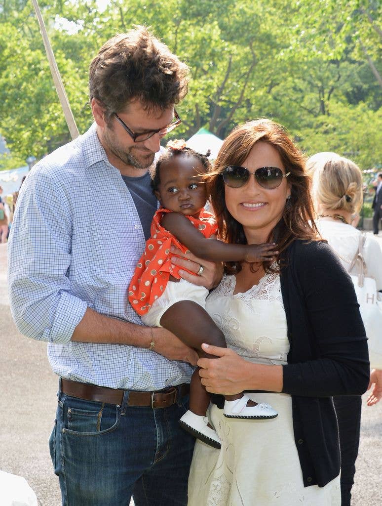 NEW YORK, NY - MAY 23: Actor Peter Hermann, actress Mariska Hargitay with their baby girl, Amaya Josephine attend the 20th Annual Playground Partners Family Party at Central Park, Heckscher Softball Fields on May 23, 2012 in New York City. (Photo by Slaven Vlasic/Getty Images)